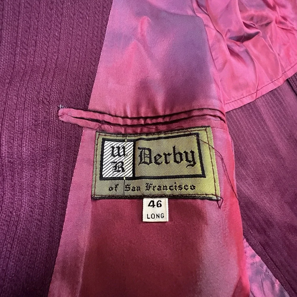 Vintage Derby of San Francisco Blazer  46L Burgundy Gold Crest Buttons 80's 90's